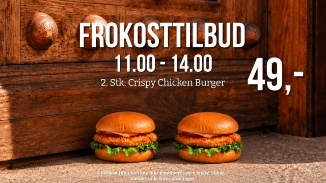 Frokosttilbud 2 Stk. Crispy Chicken Burger 