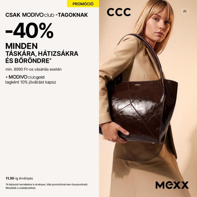 -40% minden táskára, hátizsákra és bőröndre* a CCC-ben