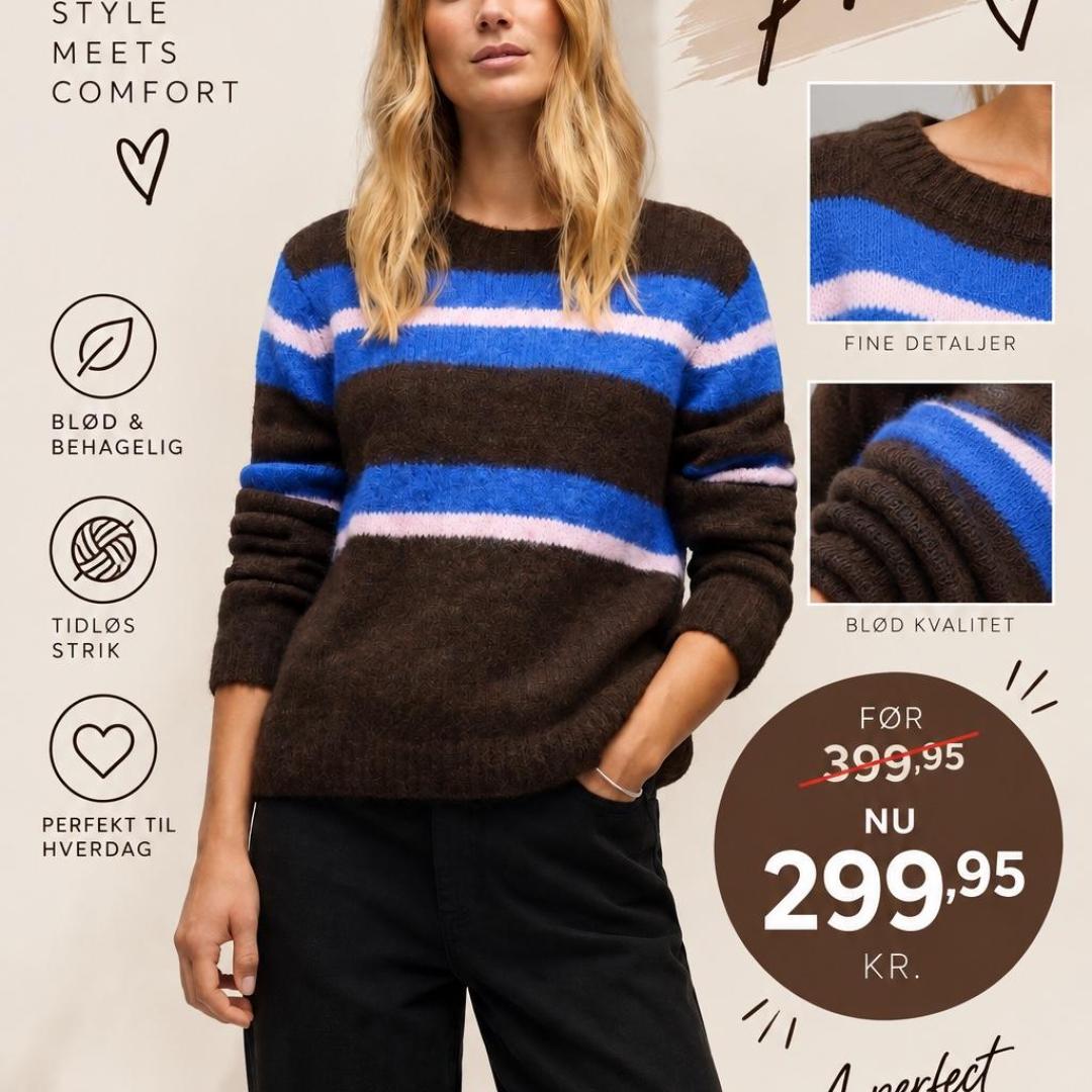 Stribet strik i brun & blå 🤎💙