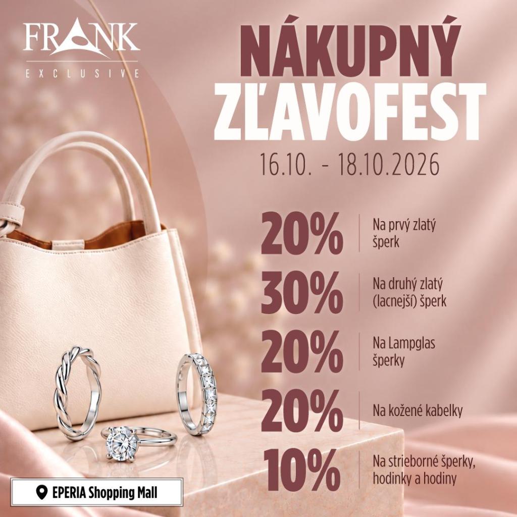 Nákupný ZĽAVOFEST vo FRANK EXCLUSIVE je tu!