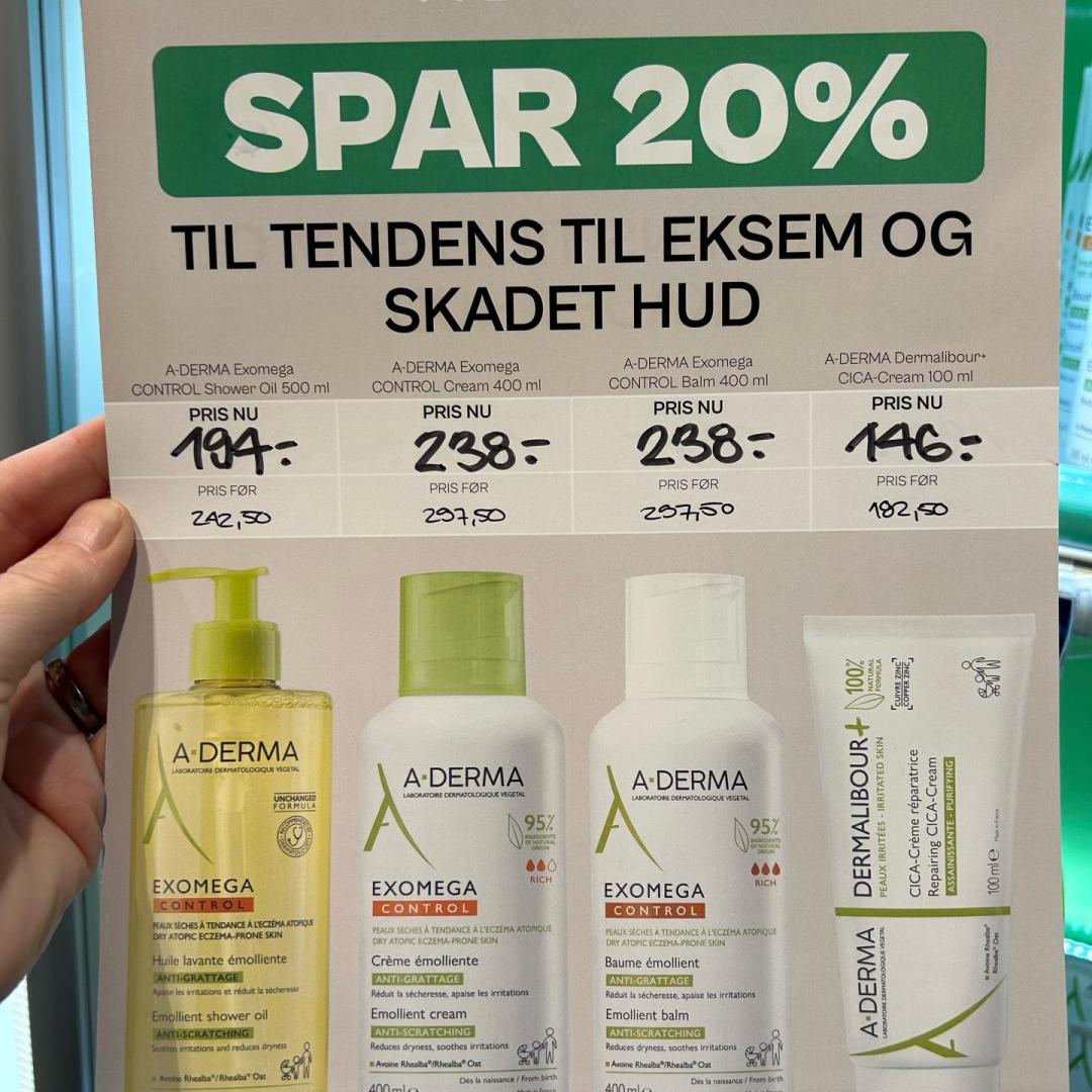 A-Derma spar 20% på pleje til huden.
