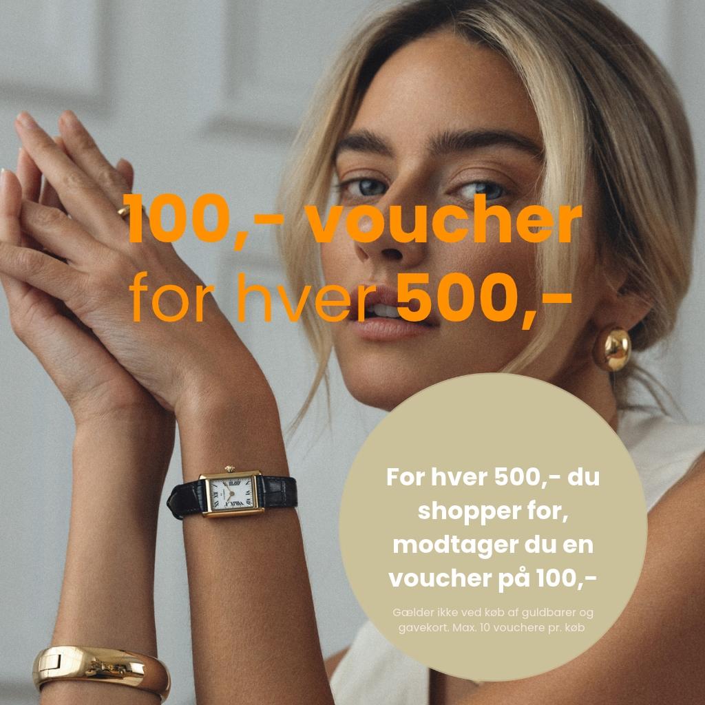 100&comma; voucher for hver 500&comma;-&excl;